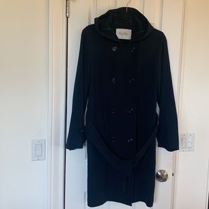 MaxMara Lana Wool Knee Length trench Coat, navy blue, Size 10
